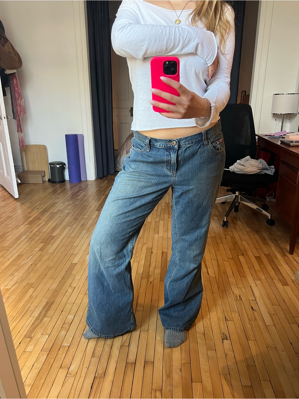 Vintage Wide-Leg Flared Jeans in Blue